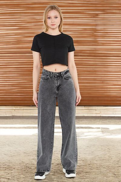 Livik Francesca Women's Smoked Extra High Waist Stretchy Waist Comfortable Loose Leg Jeans
