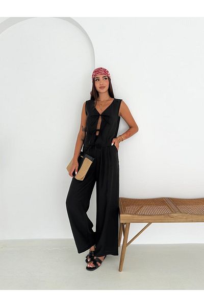 Ozy Fashion Black Summer Modal Fabric Bottom Top Set