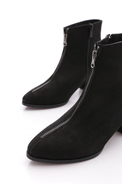 DGN Si-15k Kadin 22k Sivri Burun Ön Fermuar Detayli Topuklu Bilek Bot