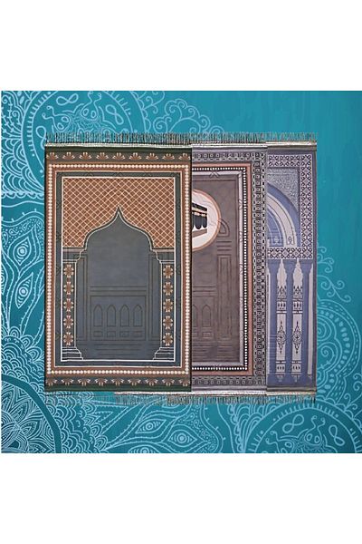 Gerenic 3-piece floral velvet ceramic prayer rug