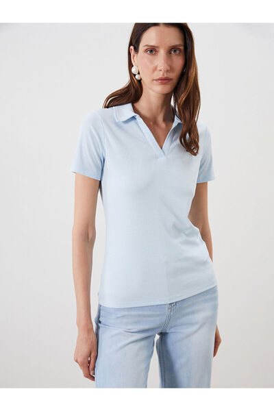 LC Waikiki Γυναικείο μπλουζάκι μπλε πόλο με λαιμόκοψη