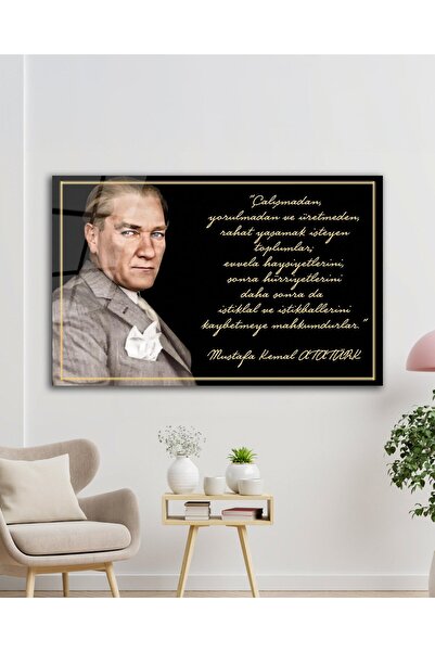 idealizbiz Pictură pe sticlă Ataturk „Fără studiu, fără oboseală și fără prod...
