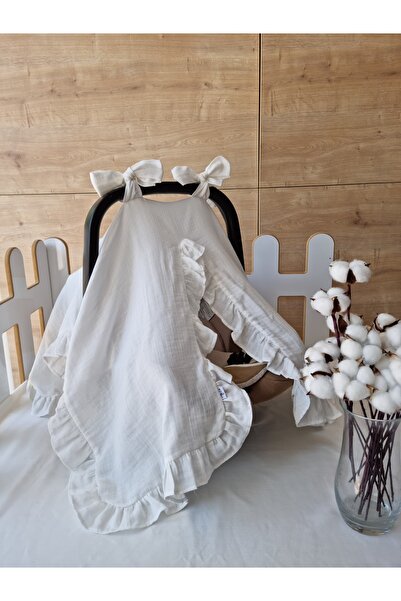 Atölye Eda Exclusive Organik Pamuk Müslin Fırfırlı Puset Örtüsü