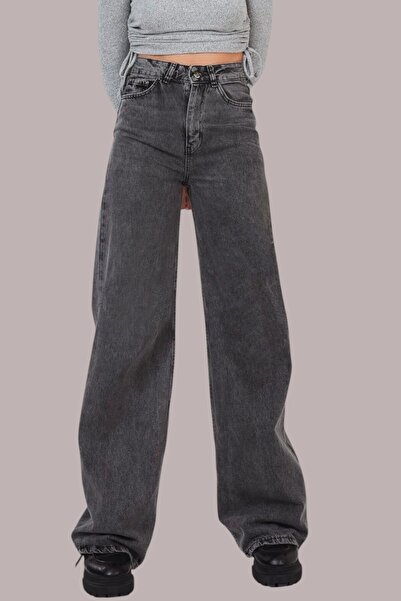 Livik Ella Women's Smoked Extra High Waist Flexible Waist Comfortable 90's Loose Leg Jeans