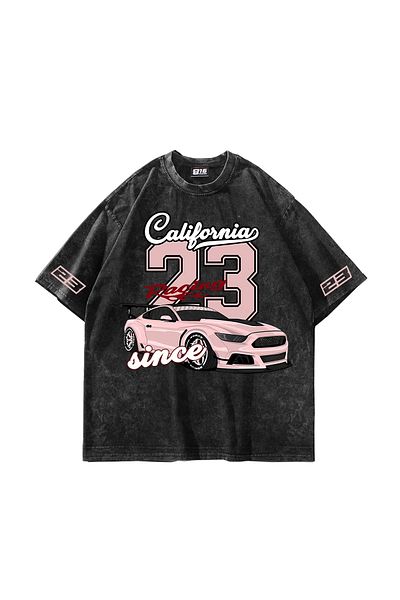 Sekizbiraltı Μαύρο μπλουζάκι California Racing με στάμπα Oversize Unisex που πλένεται