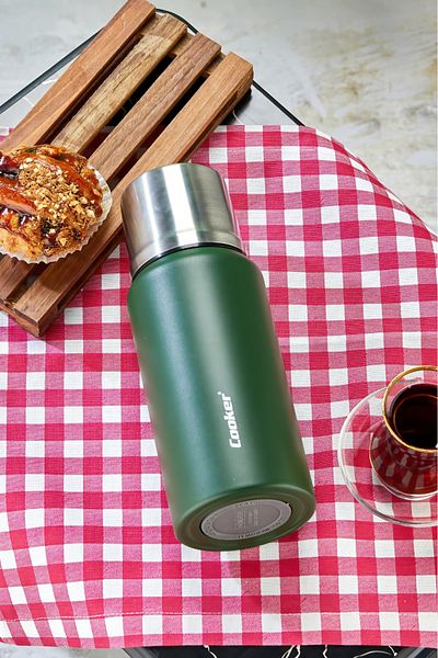 Cooker ترمس مزدوج الطبقة من الفولاذ المقاوم للصدأ سعة 750 مل - 24 ساعة ساخن، 48 ساعة بارد (نزهة، مكتب، سفر).
