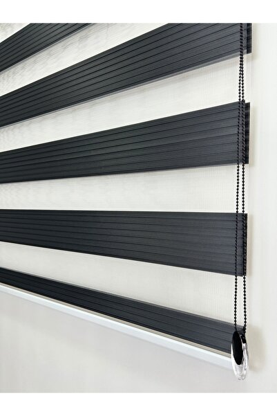 Binbirperde Antrasit Pileli Zebra Stor Perde Ev/ofis Perdesi Aluminyum Sistem