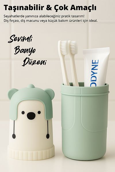 Meleni Baby Animal Figured Toothbrush Holder - Toothbrush Accessory Carrying Storage Container Travel Storage Box Green