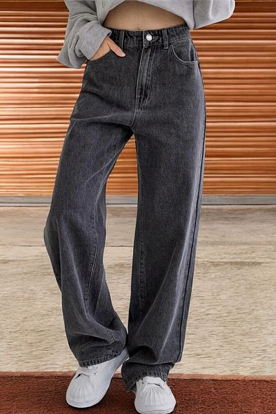 Livik Grace Young Girl Smoked High Waist Elastane Blended Modern Wide Leg Jeans