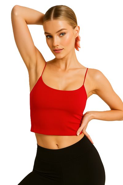 ParlaMira Women's Viscose Lycra Double Layer Undershirt Crop Bustier with Non-Showing Thread Strap