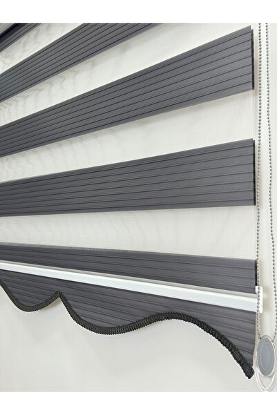 Binbirperde Gri Dilimli Pileli Zebra Stor Perde Ev/ofis Perdesi Aluminyum Sistem