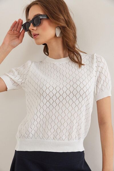 Marvine Women's Patterned Short Sleeve Knitwear T-Shirt