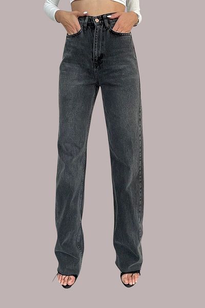 Livik Eden Young Girl Smoked High Waist Lycra 5 Pocket Loose Leg Jean