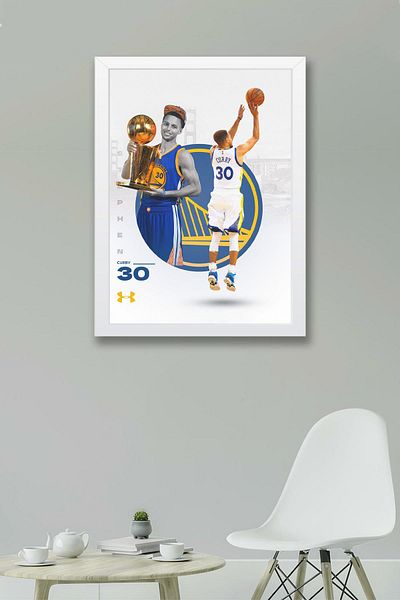 Saturn Stephen Curry Framed Painting - Golden State Warriors Nba Poster Painting