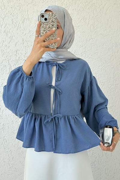 Salih Çelebi Short Kimono Above the Skirt 2347 - Indigo