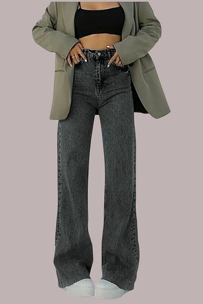 Livik Emma Women's Smoked Extra High Waist Stretchy Loose Leg Jeans