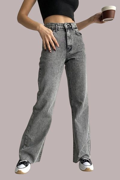 Livik Emma Women's Smoked Extra High Waist Stretchy Loose Leg Jeans