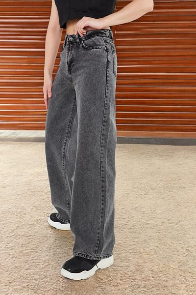 Livik Francesca Women's Smoked Extra High Waist Stretchy Waist Comfortable Loose Leg Jeans