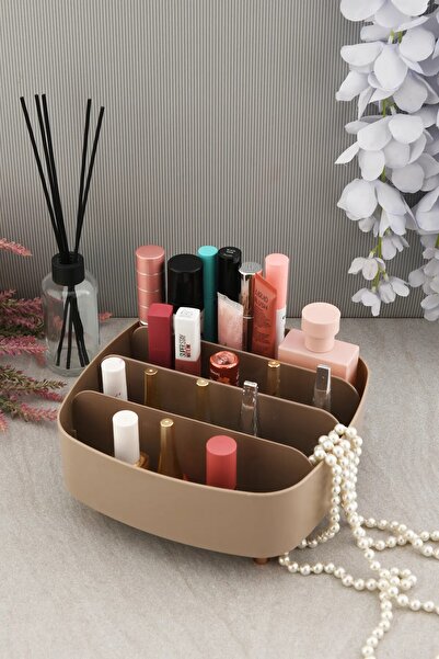 VİALEX Chic 4 Compartment Makeup Organizer Luxury Jewelry Organizer - Brown