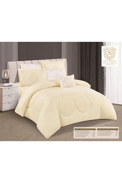 NAJAH Plain single bed sheet, 5 pieces, 120 x 200 cm bed, 180 x 230 cm quilt