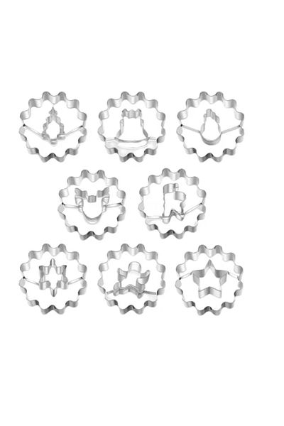 OEM Set of 8 biscuit molds, 5.7 x 5.7 cm, stainless steel, silver