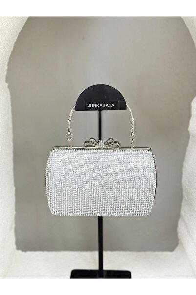 NUR KARACA 25Y4431 GEANTĂ DE SEARĂ FEMEI CU DETALII BOW DETALII RĂZĂ STONE (1...