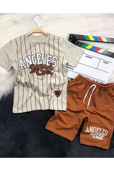 KGN GİYİM Boy's Summer Bottom Top Set