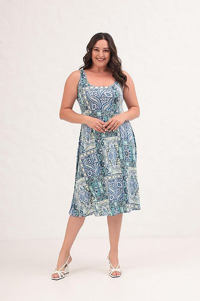 Truva XXL Comfort and Elegance with the Thick Strap Patterned Plus Size Dress!