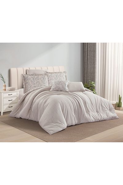 Levore Livori 7-piece comforter set, 100% soft cotton, double-sided, heavy filling, and elegant design