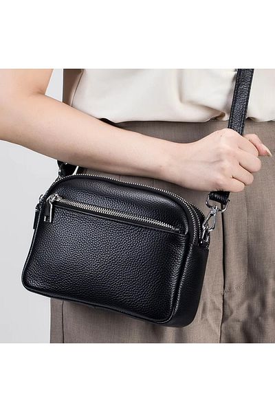 Generic Women's New Fashion Bags Soft Leather Simple Classic Crossbody Bag Clutch Bag With Double Layer Zipp
