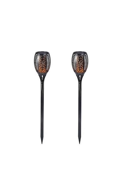 AB HOMES Set 2x Solar Lamp, AB HOMES, IP65, 12 LEDs, Flame Effect, Plastic, 50 cm, Warm Light