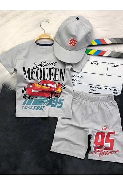 KGN GİYİM Boy's Summer Bottom Top Set with Hat Gift