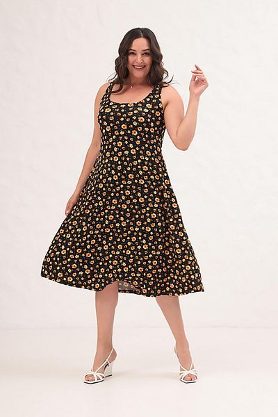 Truva XXL Comfort and Elegance with You in This Plus Size Dress with Floral Print and Thick Straps!