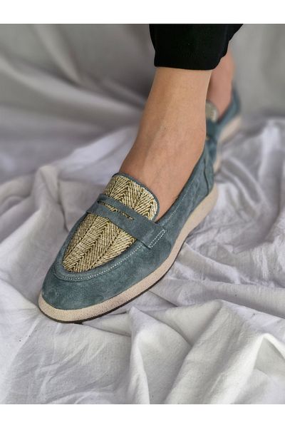 aayak&kabımofficial Genuine Leather Straw Detailed Women's Loafer – Stylish and Comfortable Casual Shoes