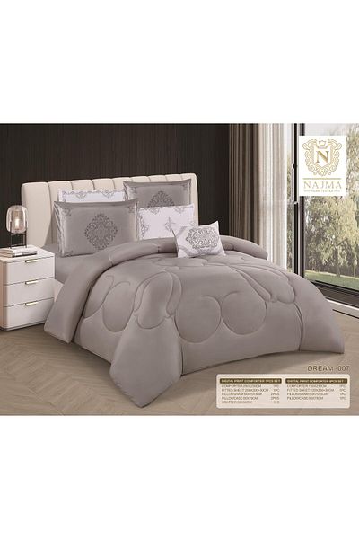 NAJAH Plain single bed sheet, 5 pieces, 120 x 200 cm bed, 180 x 230 cm quilt