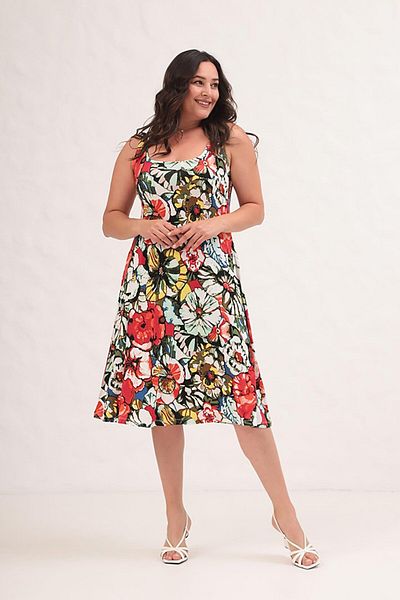 Truva XXL Comfort and Elegance with You in This Plus Size Dress with Floral Print and Thick Straps!