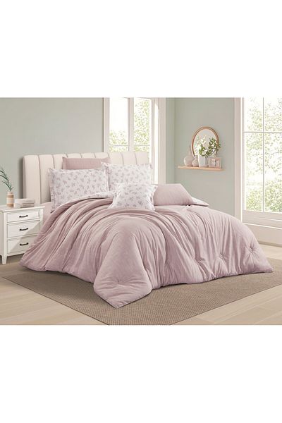 Levore Livori 7-piece comforter set, 100% soft cotton, double-sided, heavy filling, and elegant design