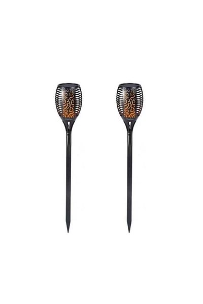 AB HOMES Set 2x Solar Lamp, AB HOMES, IP65, 12 LEDs, Flame Effect, Plastic, 50 cm, Warm Light