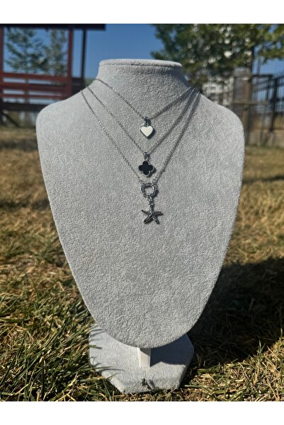 Judas Takı Triple Combination Necklace Sea Star Clover Heart