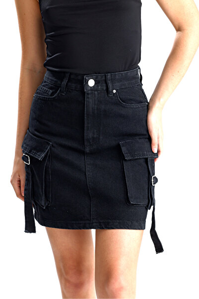 VOSSAX Copy - Women's Pleated High Waist Buttoned Flexible Mini Jeans Skirt with Lyras