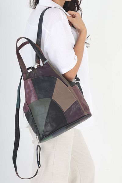 Erzeno Genuine Leather Women's Backpack / Suitable for Use as a Multifunctional Shoulder Bag and Backpack