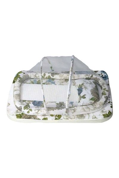 BabyCara Baby Net Bed with Thick Mattress Mosquito Net & Neck Pillow for New Born Babies 80x50x5cm BlueRose