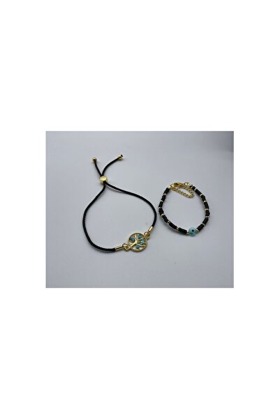 CHIC سوار فيمو متعدد الألوان مع شكل شجرة الحياة الذهبية ورباط قابل للتعديل