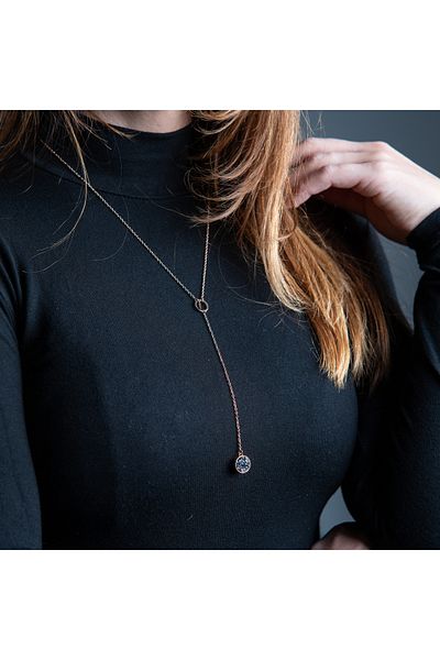 tzachebot Aromatherapy necklace Sweet Harmony collection, rose gold, long pendant with Czech diamonds