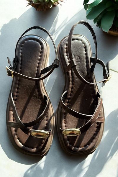 DİVOLYA Millo Brown Ring Detailed Daily Use Sandals