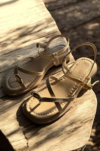 DİVOLYA Millo Beige Ring Detailed Daily Use Sandals