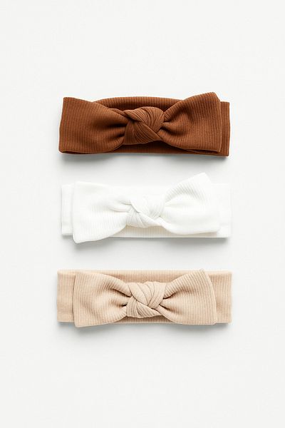 Magu Σετ μπαντάνα με φιόγκο 3 τεμαχίων Baby Girl Cotton Rib