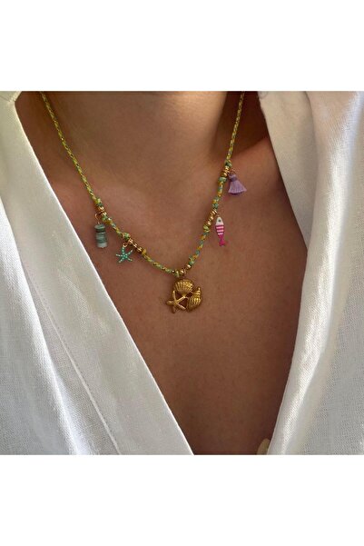 Venus Design Çelik Renkli İp Charm Kolye