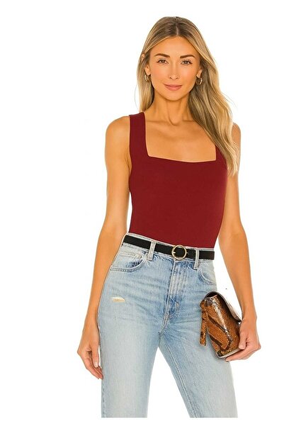 By Kul Design Bluză roșie din jerseu cu bretele groase pentru femei