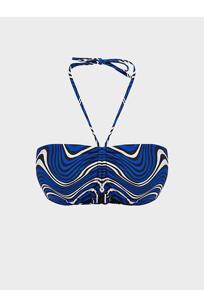 LC Waikiki Lcw Dream Blue Patterned Women's Bikini Top with Removable Pad